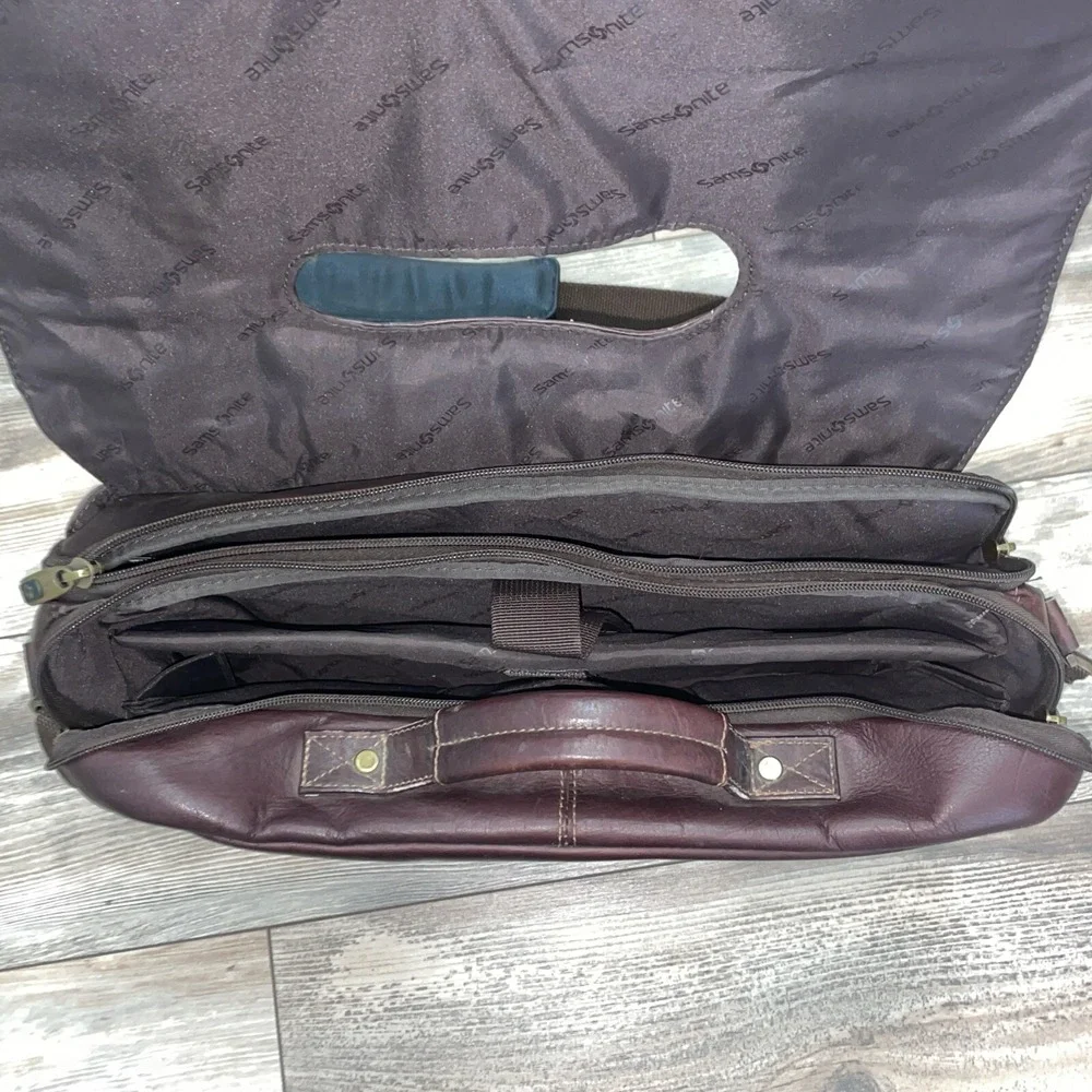Samsonite VTG Brown‎ Soft Leather Laptop Briefcase Messenger Bag Style 923671